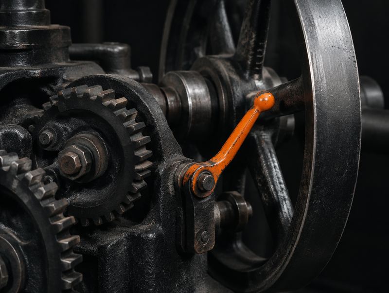 Render 3D de uma máquina com um núcleo laranja aceso